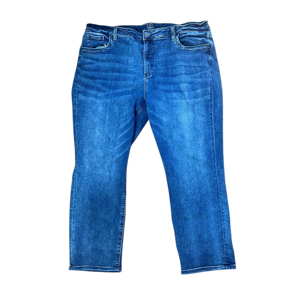 Kut Women's Denim Blue Jeans Straight Leg 22W Waist 40" Inseam 27"‎